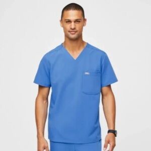 Figs Leon scrub top capri blue